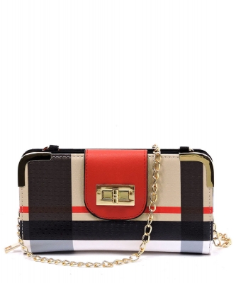 Plaid Check Turn Lock Wallet BT041 RED